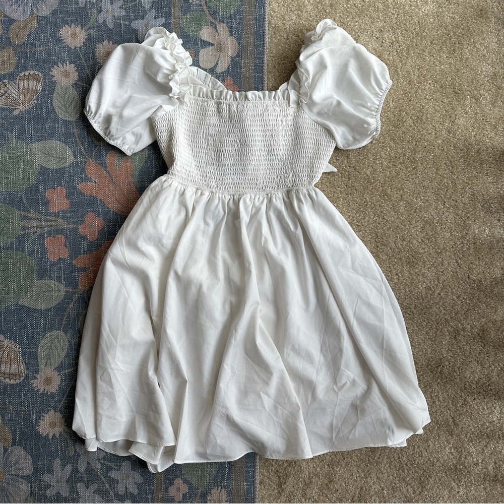 White Puff Sleeve Women’s Babydoll Dress